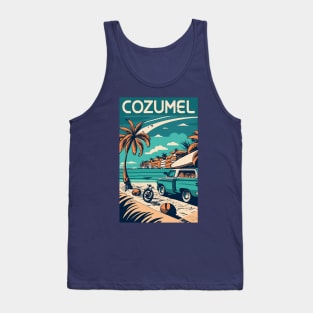 A Vintage Travel Art of Cozumel - Mexico Tank Top